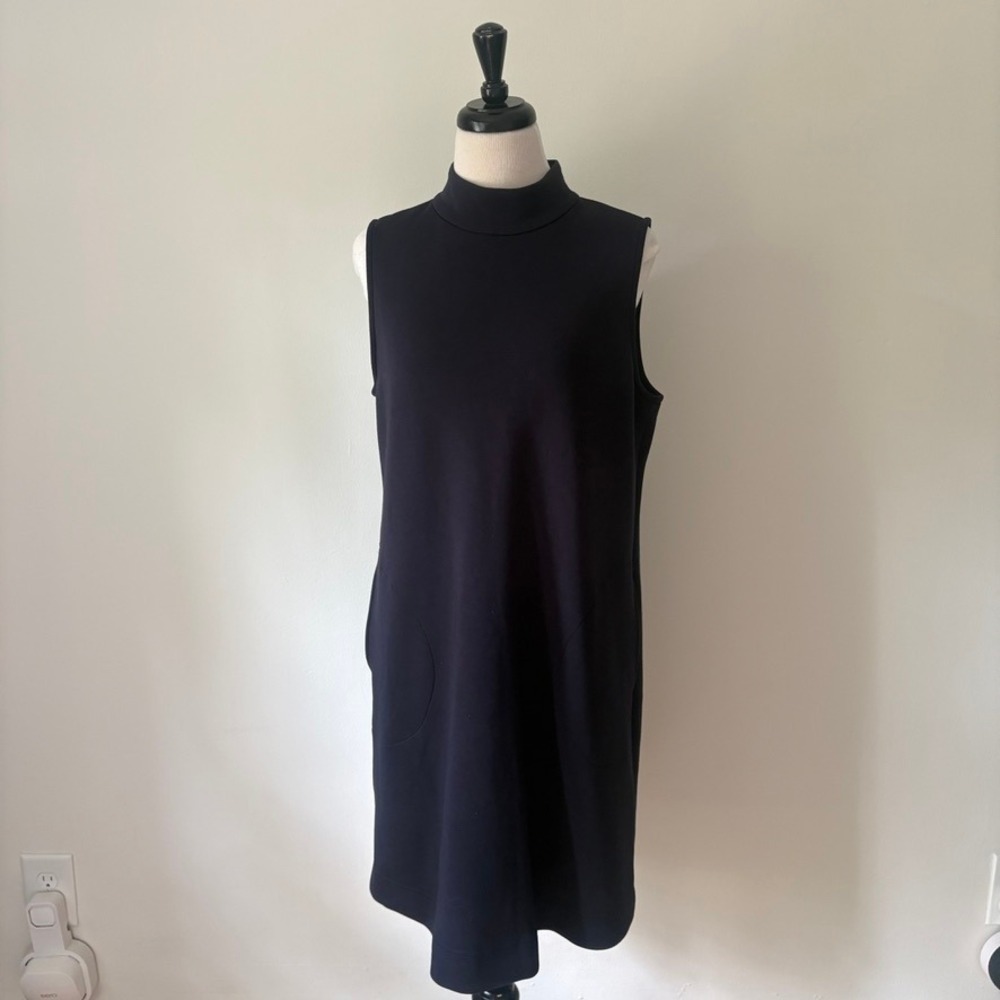 Spanx AirEssentials Mock Neck Dress Classic Black Sleeveless Shift Women's L/G